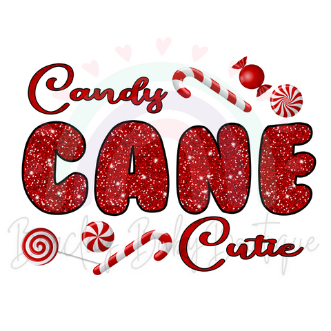 'Candy Cane Cutie' Glitter Onesie, Basic T-shirt, Crew Neck and Peplum White shirt SUBLIMATION