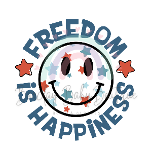 'Freedom is Happiness' RWB Smile Face WHITE Onesie, Basic T-shirt and Peplum shirt SUBLIMATION