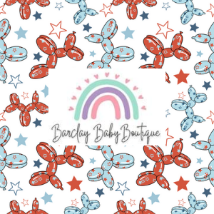 RWB balloon animals Fabric INFANT (Preemie, Newborn, 0 /3m to 9/12m) ALL Patterns
