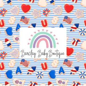 RWB USA Cookie  Fabric INFANT (Preemie, Newborn, 0 /3m to 9/12m) ALL Patterns