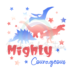 RWB dinos 'Mighty Courageous'  WHITE Onesie, Basic T-shirt and Peplum shirt SUBLIMATION