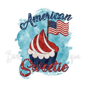RWB 'American Sweetie' Cupcake WHITE Onesie, Basic T-shirt and Peplum shirt SUBLIMATION