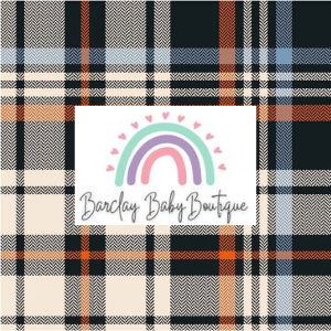 Black/Orange/Blue Plaid Fabric INFANT (Preemie, Newborn, 0 /3m to 9/12m) ALL Patterns