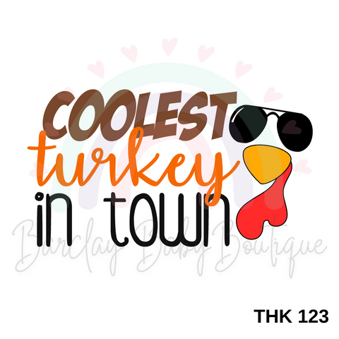 'Coolest turkey in town' Onesie, Basic T-shirt and Peplum shirt white SUBLIMATION
