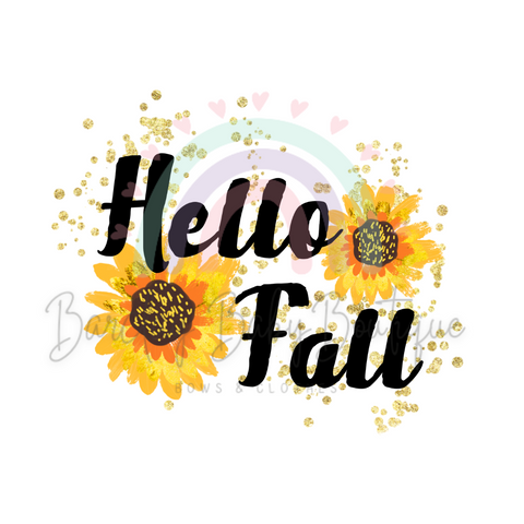 'Hello Fall' Sunflower Onesie, Basic T-shirt and Peplum shirt White SUBLIMATION