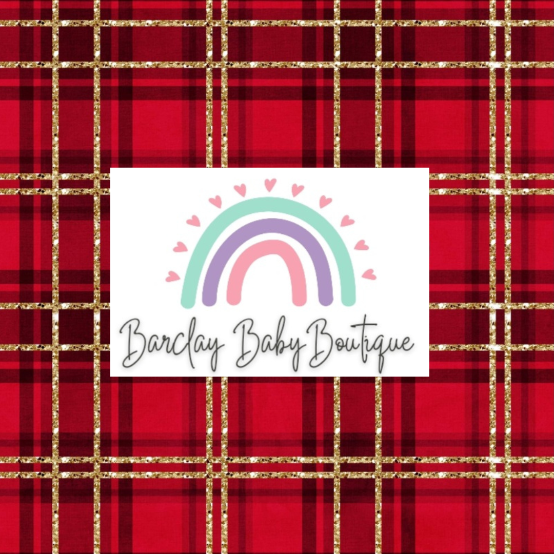 Red/Gold Plaid Fabric INFANT (Preemie, Newborn, 0 /3m to 9/12m) ALL Patterns