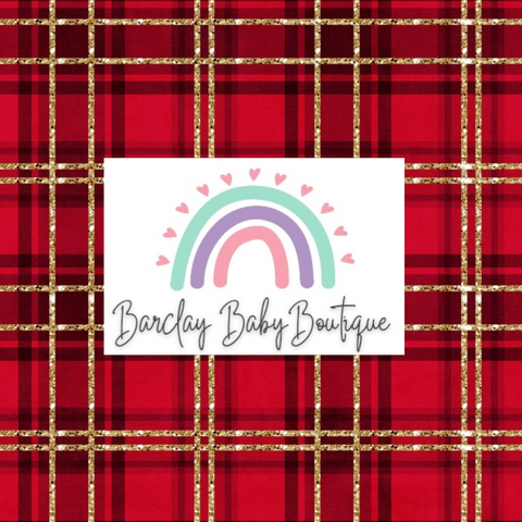 Red/Gold Plaid Fabric CHILD (6y - 12y) ALL Patterns