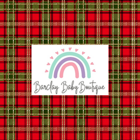 Red/Green/Gold Plaid Fabric CHILD (6y - 12y) ALL Patterns