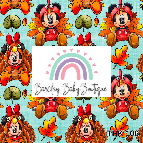 MOU Turkey Fabric TODDLER/Pre-School (12/18m - 5T) ALL Patterns