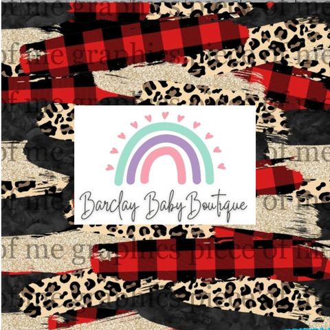 Red Plaid Cheetah Brushstroke Fabric CHILD (6y - 12y) ALL Patterns