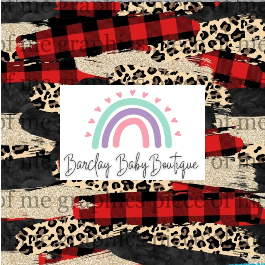 Red Plaid Cheetah Brushstroke Fabric TODDLER/Pre-School (12/18m - 5T) ALL Patterns