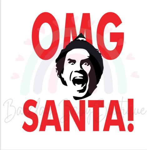 'OMG SANTA!' Onesie, Basic T-shirt, Crew Neck and Peplum White shirt SUBLIMATION