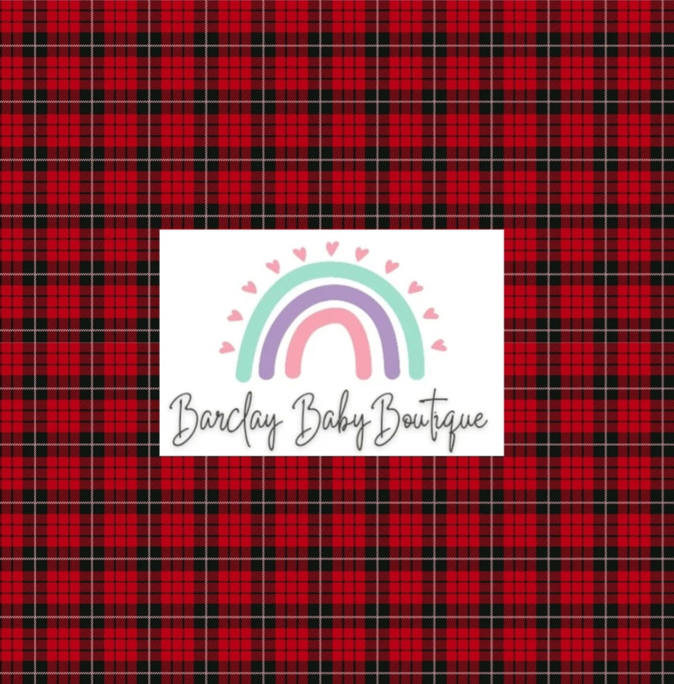 Red/Black with white strip Plaid Fabric CHILD (6y - 12y) ALL Patterns