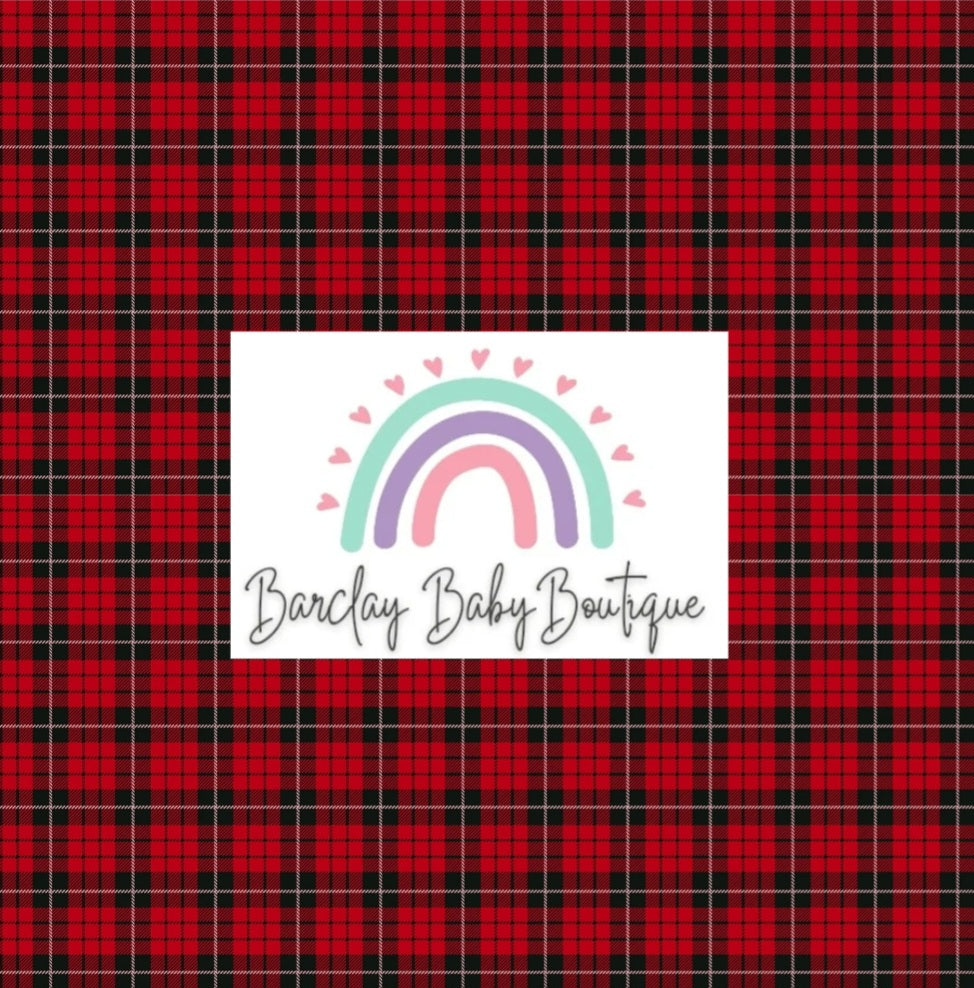 Red/Black with white strip Plaid Fabric INFANT (Preemie, Newborn, 0 /3m to 9/12m) ALL Patterns