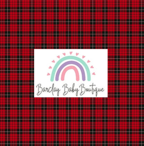 Red/Black with white strip Plaid Fabric INFANT (Preemie, Newborn, 0 /3m to 9/12m) ALL Patterns