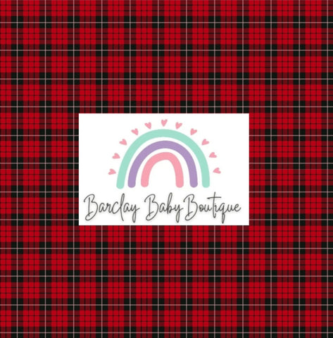 Red/Black with white strip Plaid Fabric INFANT (Preemie, Newborn, 0 /3m to 9/12m) ALL Patterns