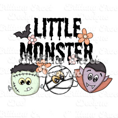 Little Monster Flowers Onesie, Basic T-shirt and Peplum shirt SUBLIMATION