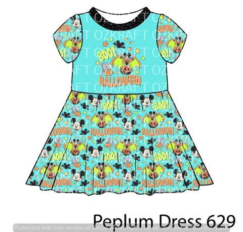 Halloween Mouse Fabric Peplum Dress, Overalls, Lounge Top(Dolman) and Sweater Romper