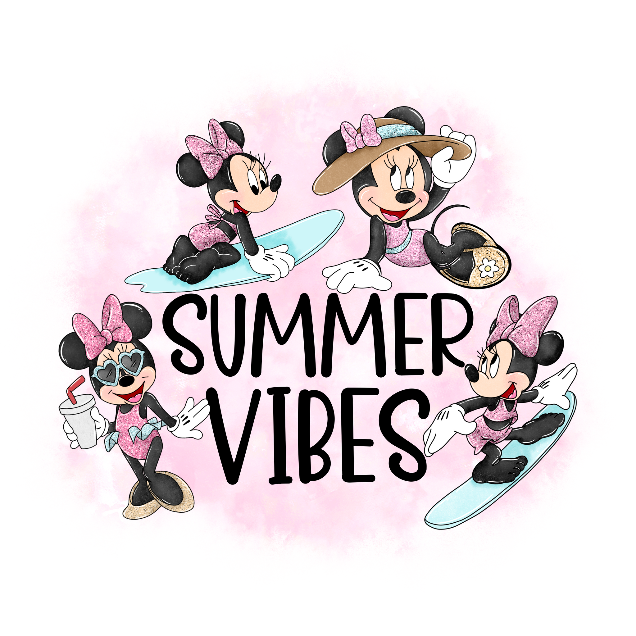 'Summer Vibes' Mouse WHITE Onesie, Tank Top, Basic T-shirt and Peplum shirt SUBLIMATION