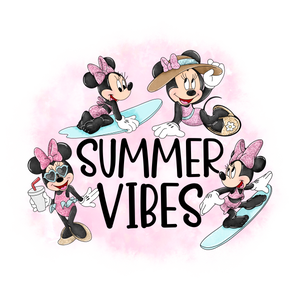 'Summer Vibes' Mouse WHITE Onesie, Tank Top, Basic T-shirt and Peplum shirt SUBLIMATION