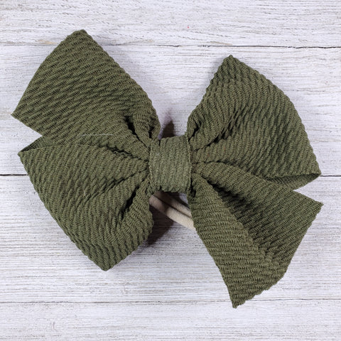 Bow 4.5in Headband or Clip - Forest Green