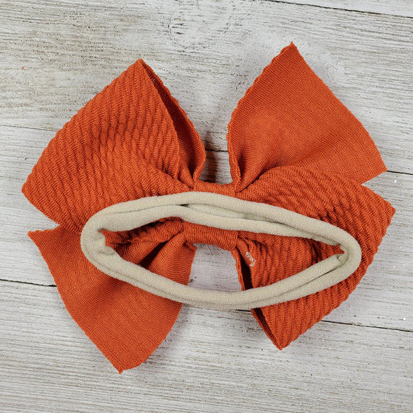 Bow 4.5in Headband or Clip - Rust Orange