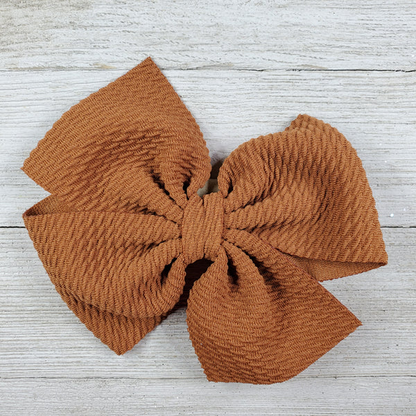 Bow 4.5in Headband or Clip - Brown