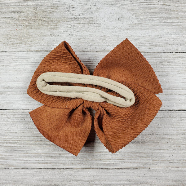 Bow 4.5in Headband or Clip - Brown