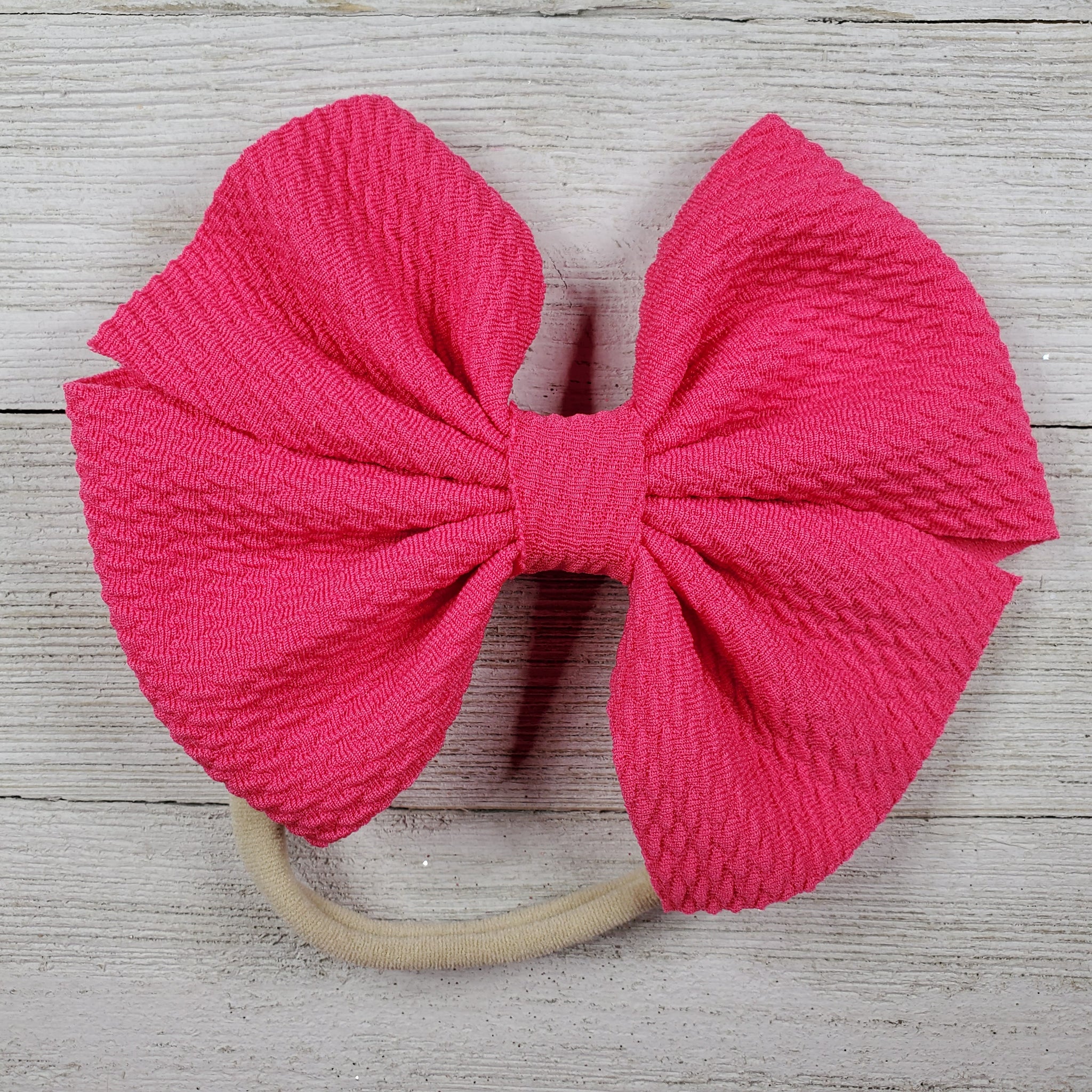 Bow 4.5in Headband or Clip - Bright Pink