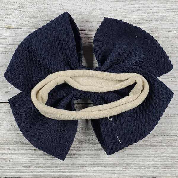 Bow 4.5in Headband or Clip - Navy Blue