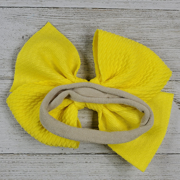 Bow 4.5in Headband or Clip - Yellow