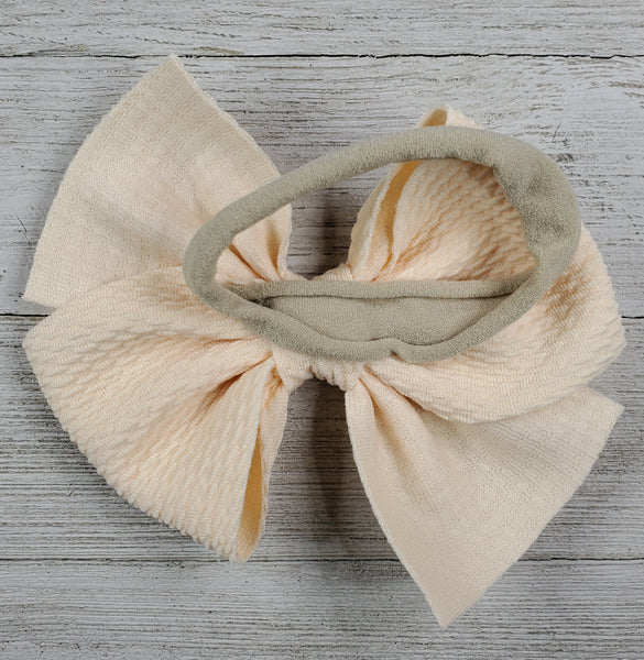 Bow 4.5in Headband or Clip - Cream