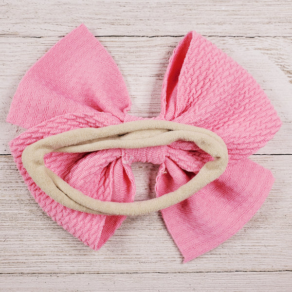 Bow 4.5in Headband or Clip - Light Pink