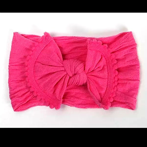 Nylon Headband with tassel - Bright Pink
