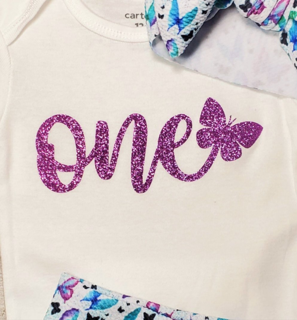 RTS 12m Butterfly "One" Onesie short sleeve
