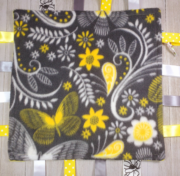 Butterfly/Flowers Lovey Tag Blanket