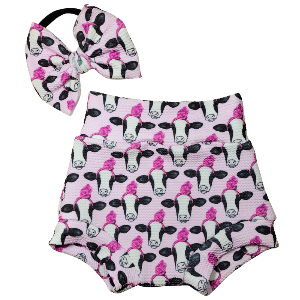 Pink cow Fabric - Bow, Bummie or Bummie Skirt