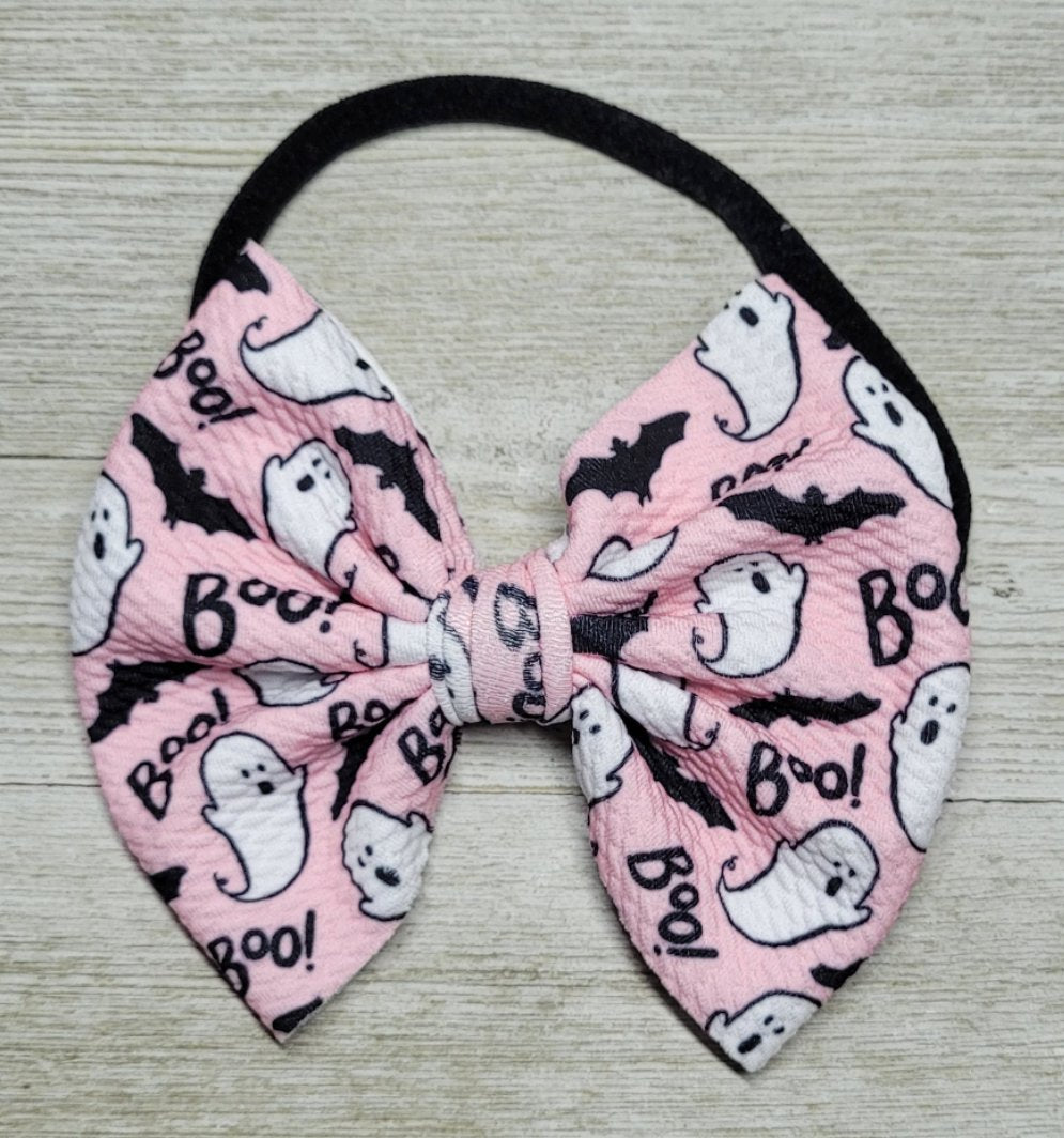 RTS Pink "BOO" 5 inch Bow with Headband