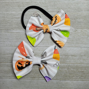 5 inch Bow headband or clip - Large Print Halloween Candy
