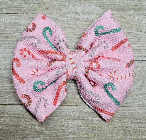 Candy Cane Pink Fabric Bow