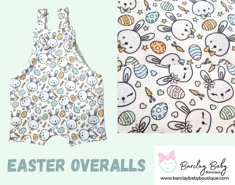 Easter Bunny overalls shorts - 2 fabric choices