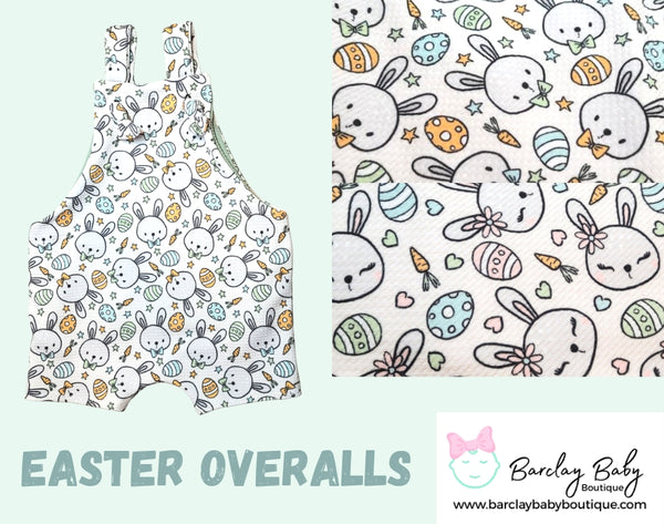 Easter Bunny overalls shorts - 2 fabric choices
