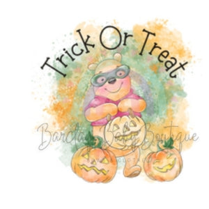 'Trick or Treat' Bear Onesie, Basic T-shirt and Peplum shirt SUBLIMATION