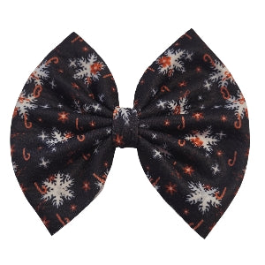 Snowflake with Candy Cane Fabric Bow