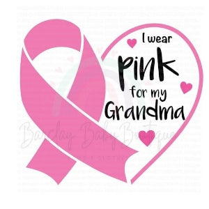 'I wear pink for my Grandma'  Heart Onesie, Basic T-shirt and Peplum shirt SUBLIMATION