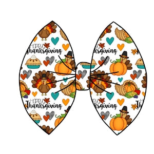 Happy Thanksgiving Fabric Bow, Headwrap or Piggies