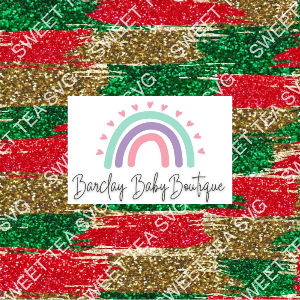 Red/green/gold glitter Brushstrokes INFANT (0/3m to 12/18m) ALL Patterns