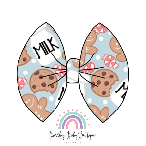 Cookies and Milk Fabric Bow, Headwrap or Piggies