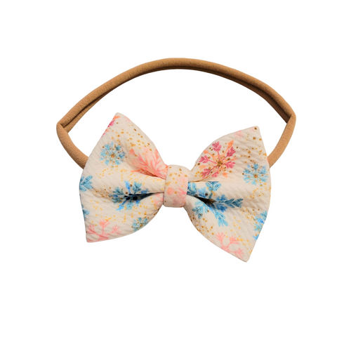 Snowflake pink/blue 3 inch Bow with Nylon Headband