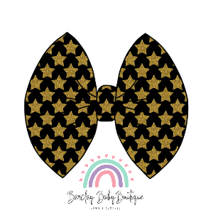 New Year Black with Gold stars Fabric Bow, Headwrap or Piggies